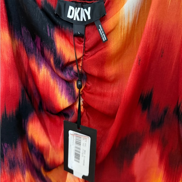 DKNY Abstract Print Satin Blouse Large - Picture 5 of 10
